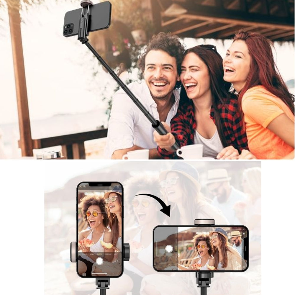 Bluetooth Wireless Handheld Selfie Stick Tripod Extendable Monopod with Remote- USB Rechargeable