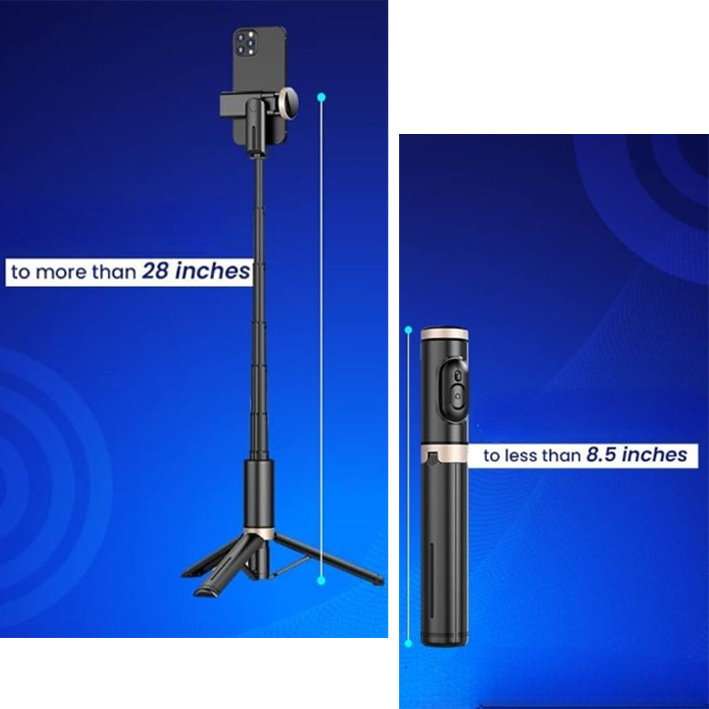 Bluetooth Wireless Handheld Selfie Stick Tripod Extendable Monopod with Remote- USB Rechargeable