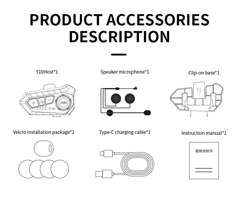Y10 Helmet Bluetooth Earphones Waterproof Noise Reduction Motorcycle Earphones