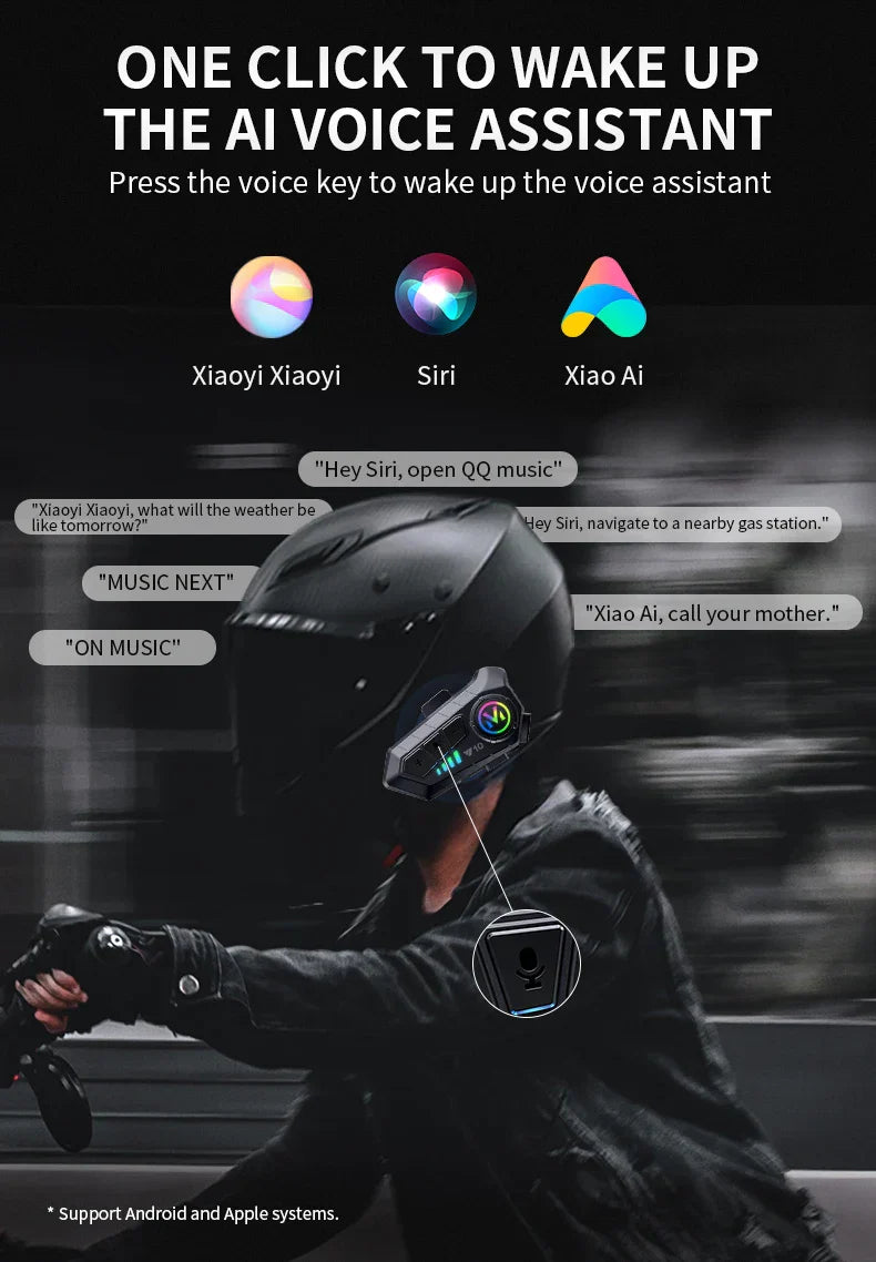 Y10 Helmet Bluetooth Earphones Waterproof Noise Reduction Motorcycle Earphones