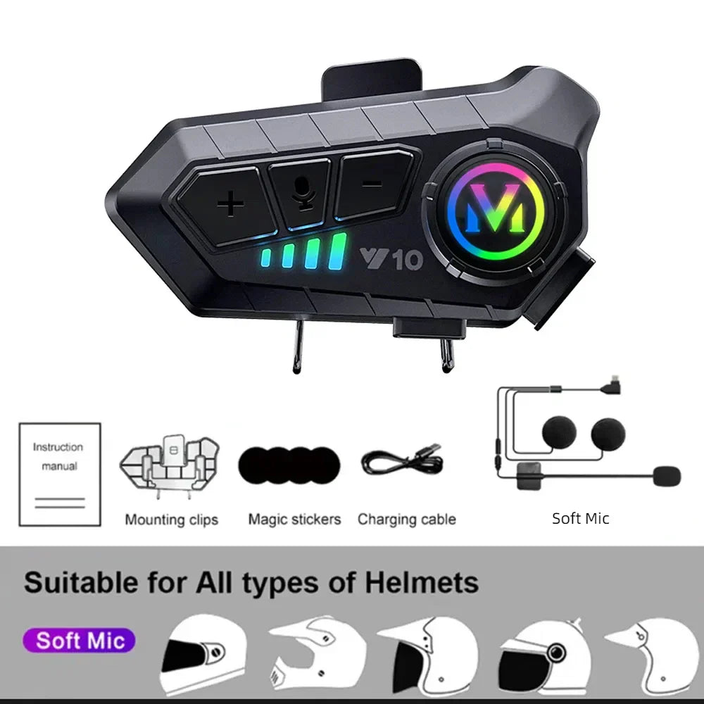 Y10 Helmet Bluetooth Earphones Waterproof Noise Reduction Motorcycle Earphones