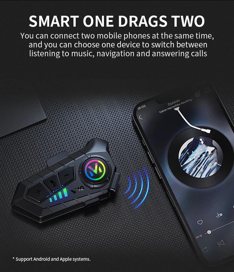 Y10 Helmet Bluetooth Earphones Waterproof Noise Reduction Motorcycle Earphones