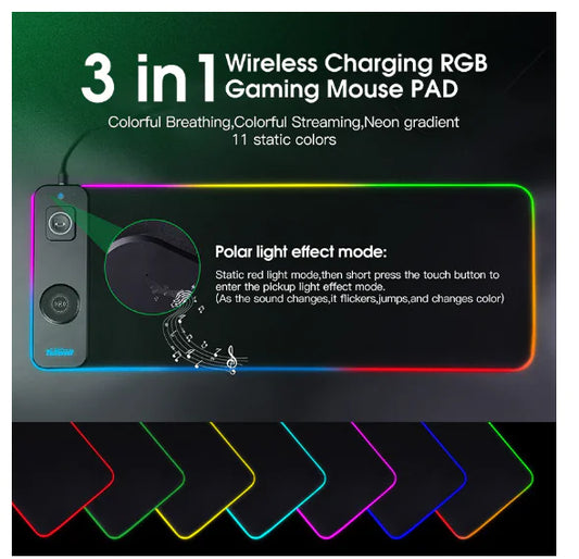 Wireless Charging RGB Mouse Pad for Gaming and PC